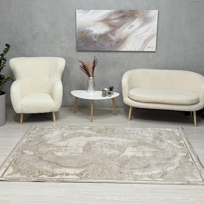 Килим з комбінованим ворсом и термоусадкой Glacia beige 08352A