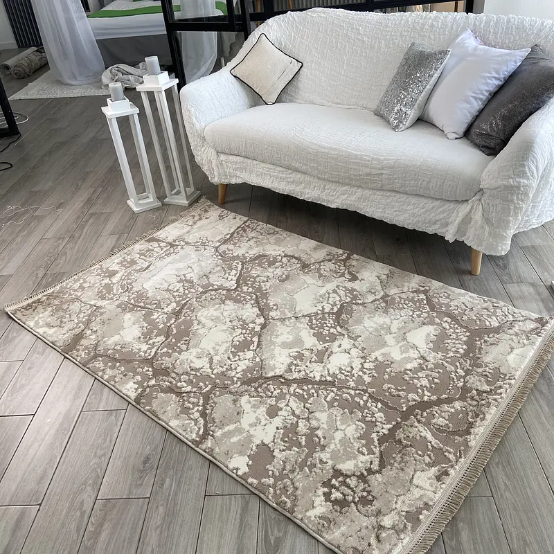 Килим з комбінованим ворсом и термоусадкой Glacia beige 08148A