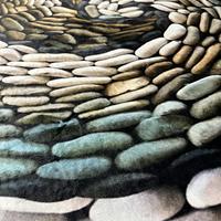 Універсальний килим на прогумованій основі Verda Stone Спираль из камней Білий E103