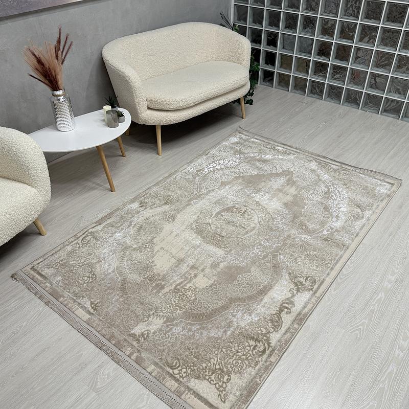 Килим з комбінованим ворсом и термоусадкой Glacia beige 08352A
