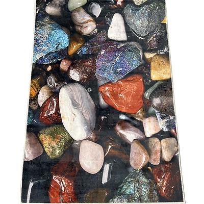 Універсальний килим на прогумованій основі для ванной Verda Stone Камни в воде Чорний R102