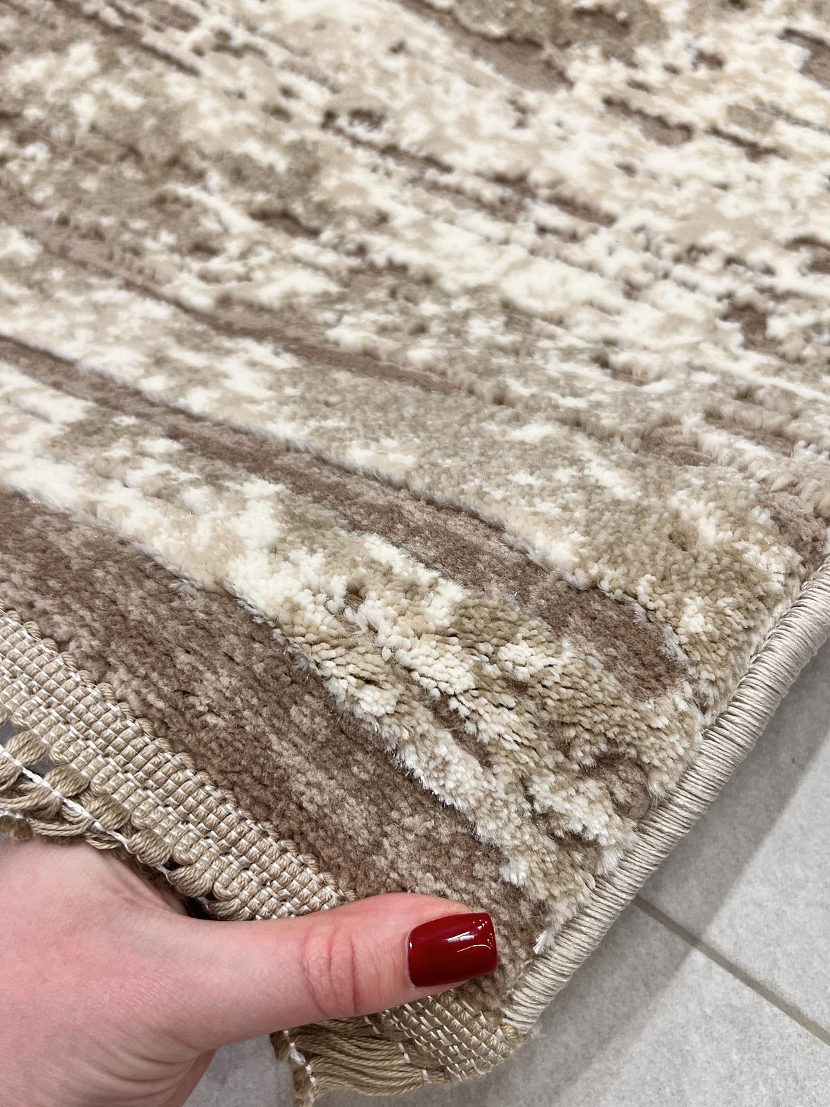 Килим з комбінованим ворсом и термоусадкой Glacia beige 03648A