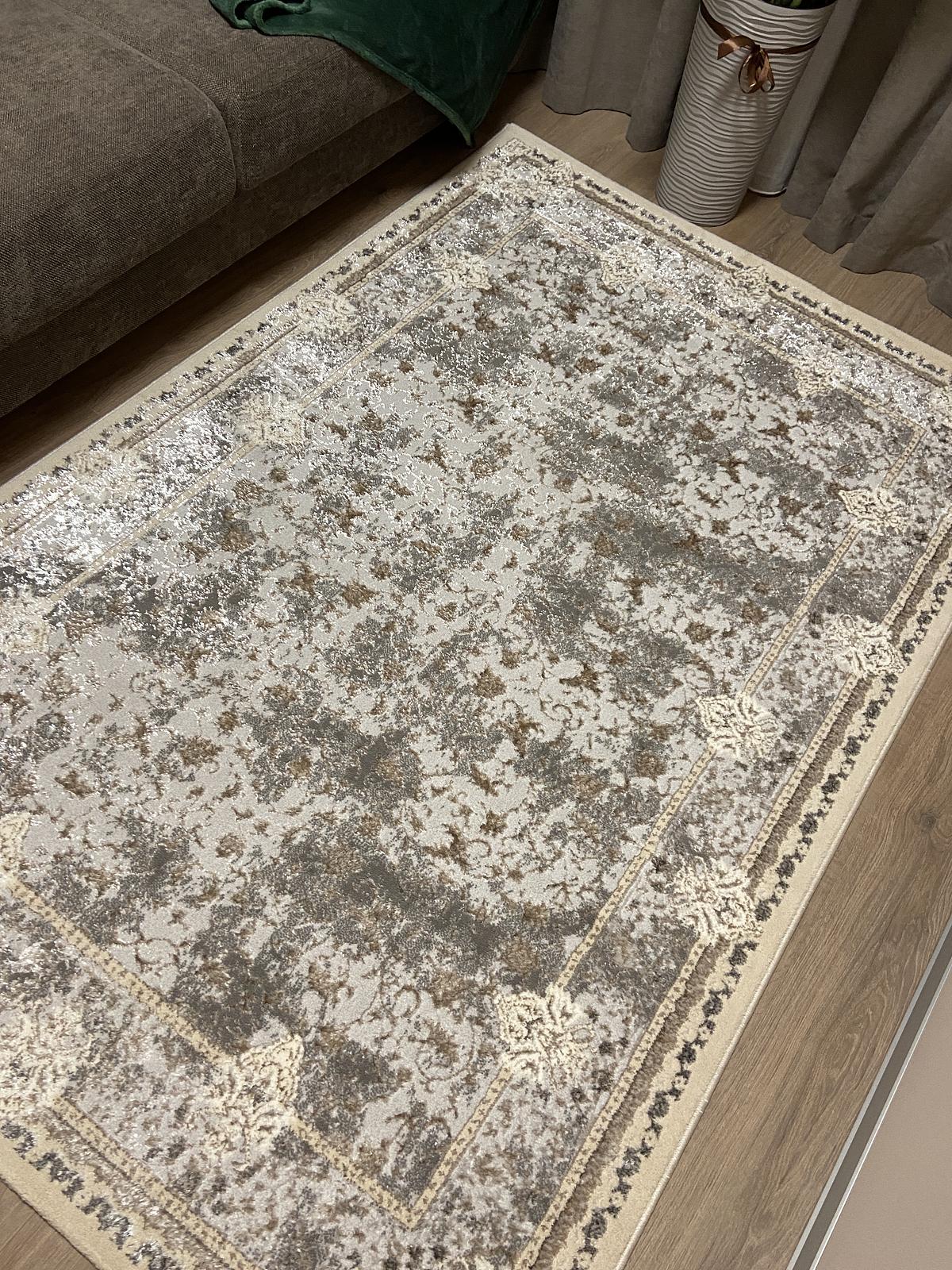 Килим з комбінованим ворсом и термоусадкой Optix бежевий з сірим beige C340D