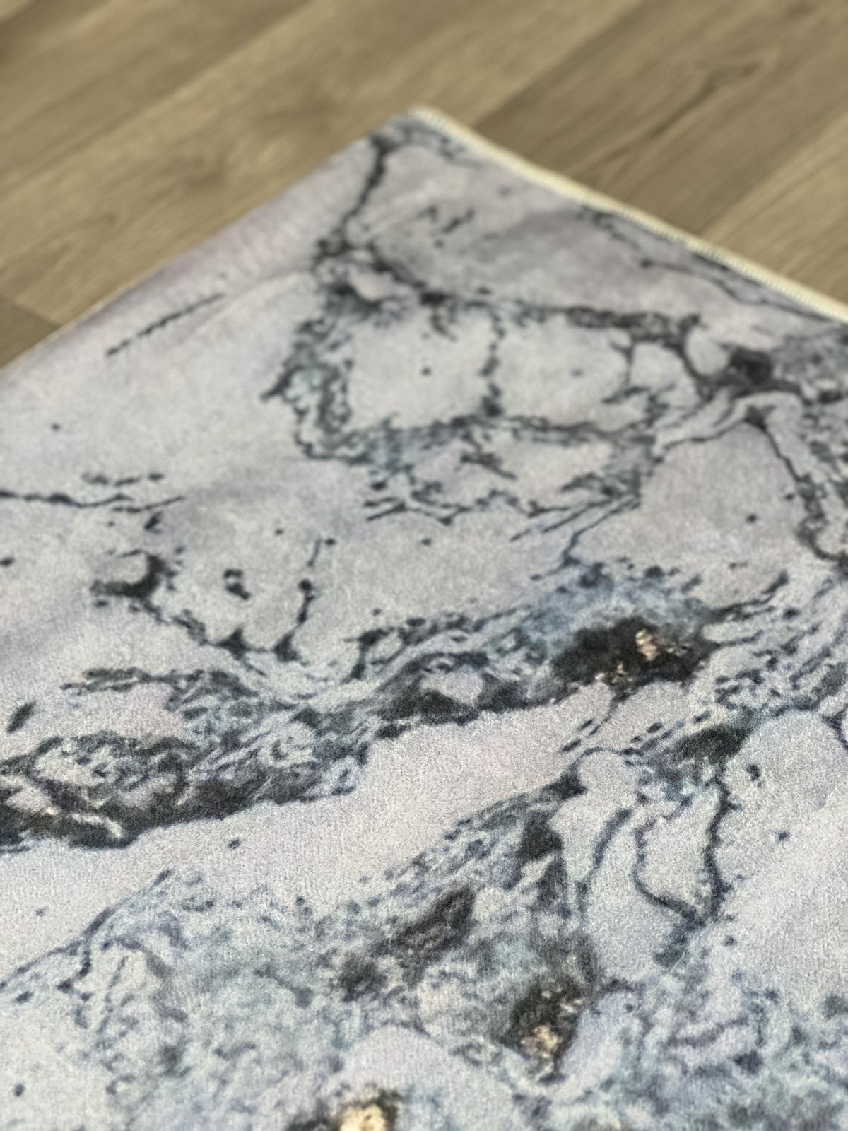 Універсальний килим на прогумованій основі Verda Stone Бело-голубой мармур Білий D106