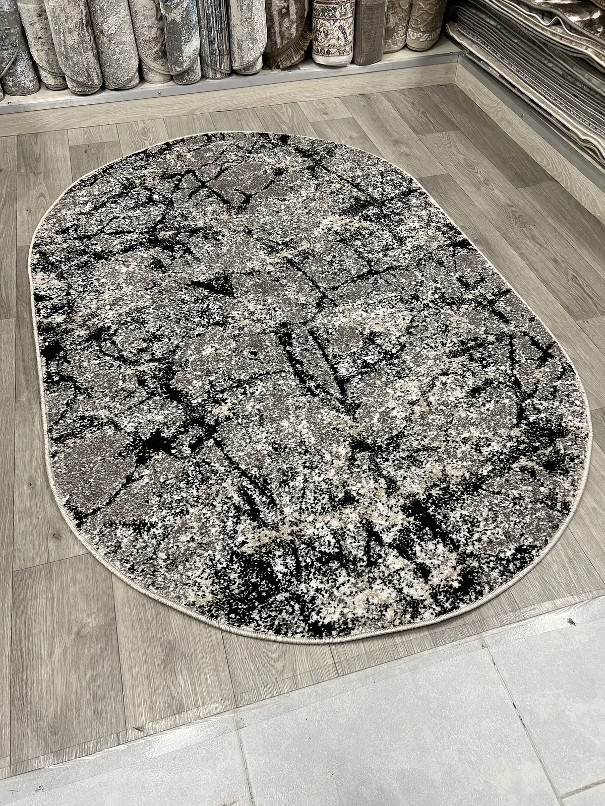 Килим фризе з невисоким ворсом Lumis Gray/Beige 02624B