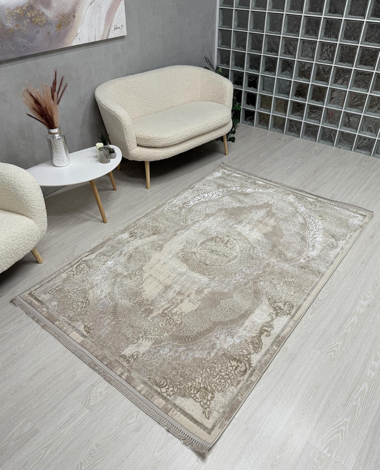 Килим з комбінованим ворсом и термоусадкой Glacia beige 08352A