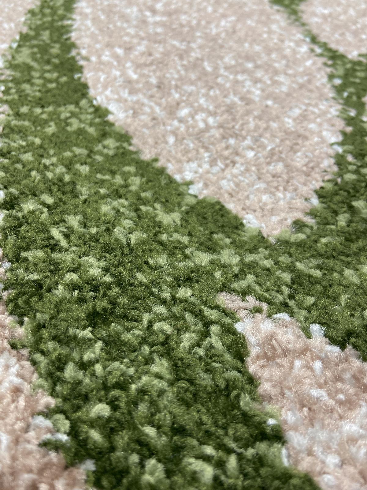 Килим фризе з невисоким ворсом Macio Green\Beige 02575A