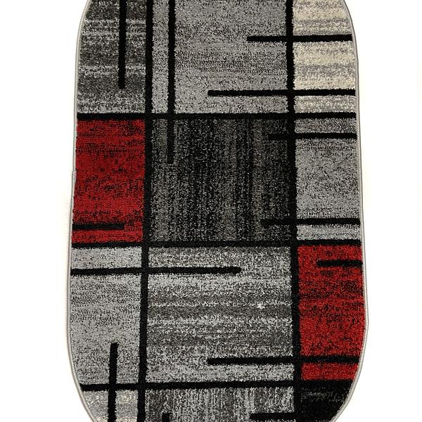Килим фризе з невисоким ворсом Macio Gray/Red 02239A