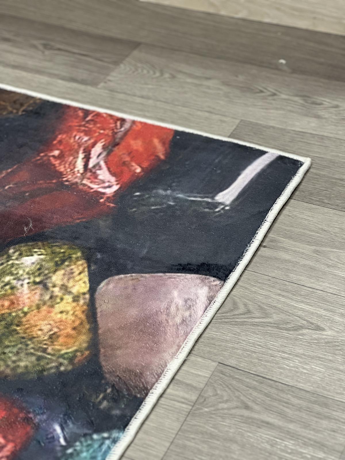 Універсальний килим на прогумованій основі для ванной Verda Stone Камни в воде Чорний R102