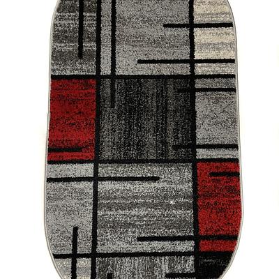 Килим фризе з невисоким ворсом Macio Gray/Red 02239A