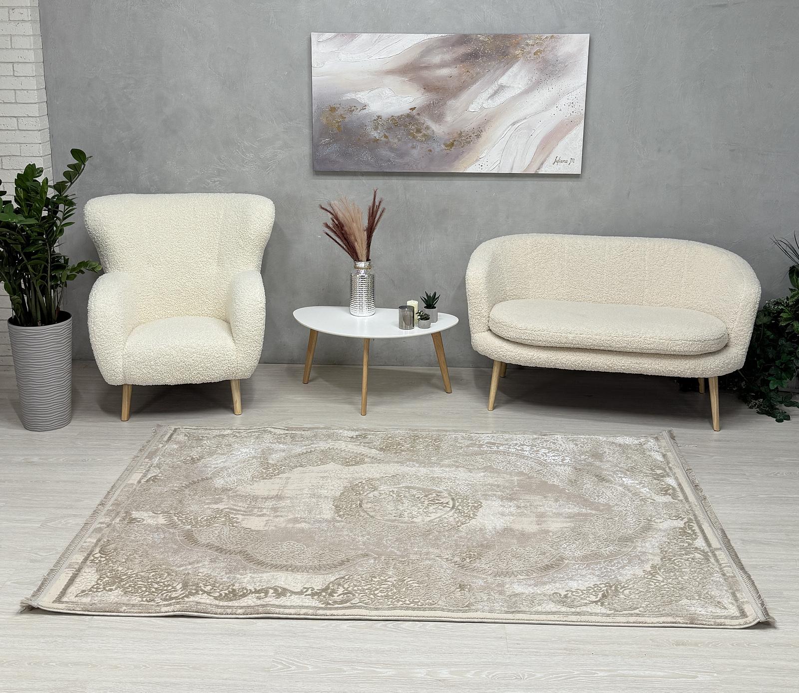 Килим з комбінованим ворсом и термоусадкой Glacia beige 08352A