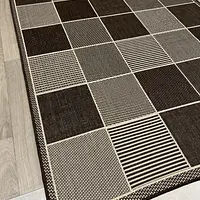 Безворсовий килим на гумовій основі універсальний Versa коричневий з бежевим 19697/91