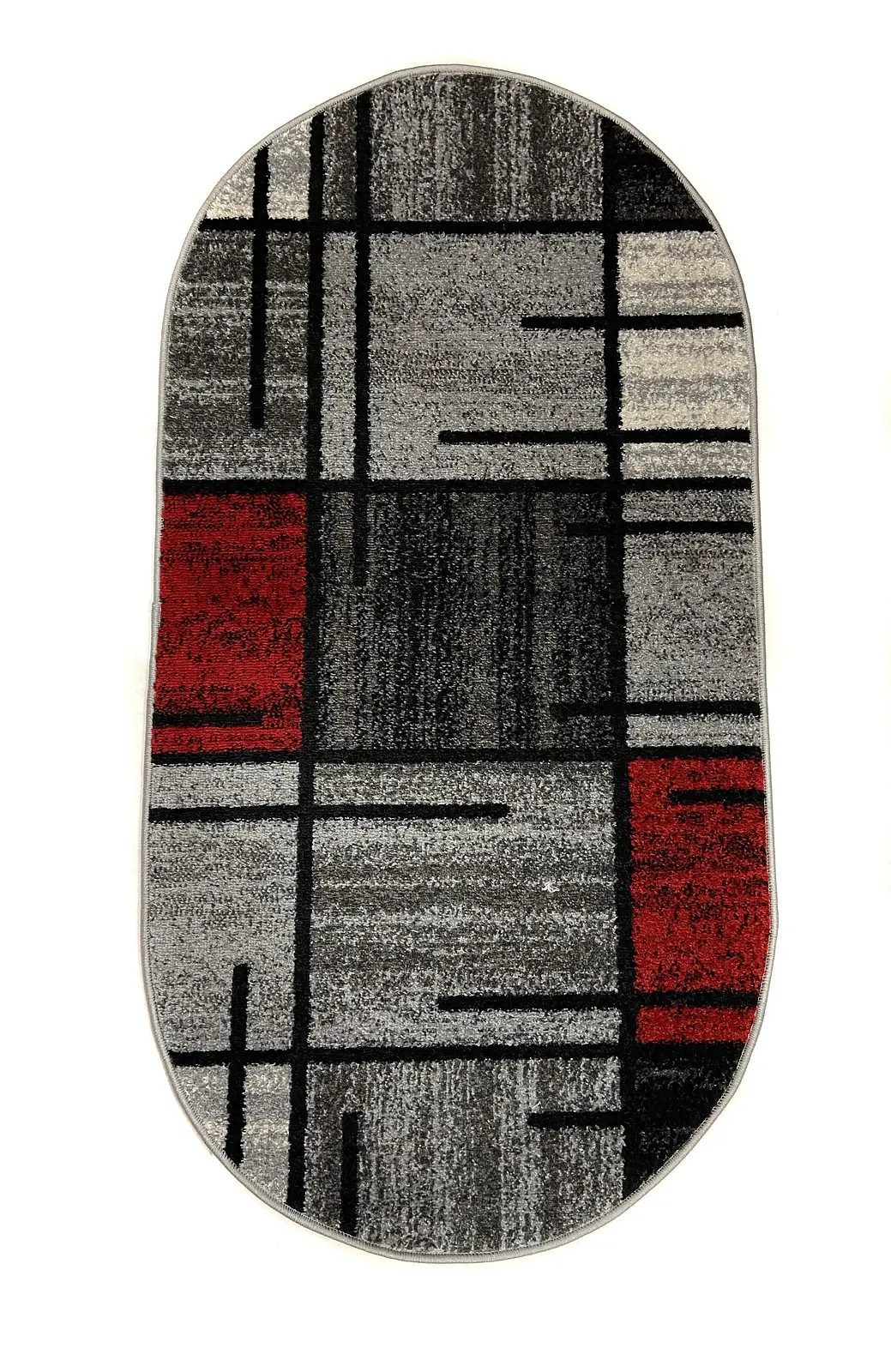 Килим фризе з невисоким ворсом Macio Gray/Red 02239A