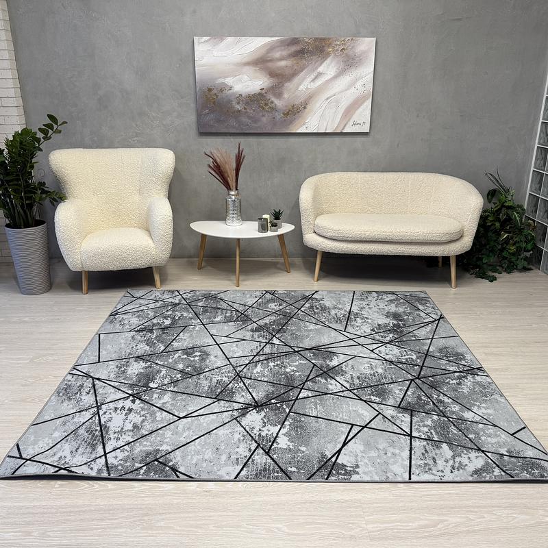 Килим з прогумованою основою Wovea Сірий 10384-6 gray
