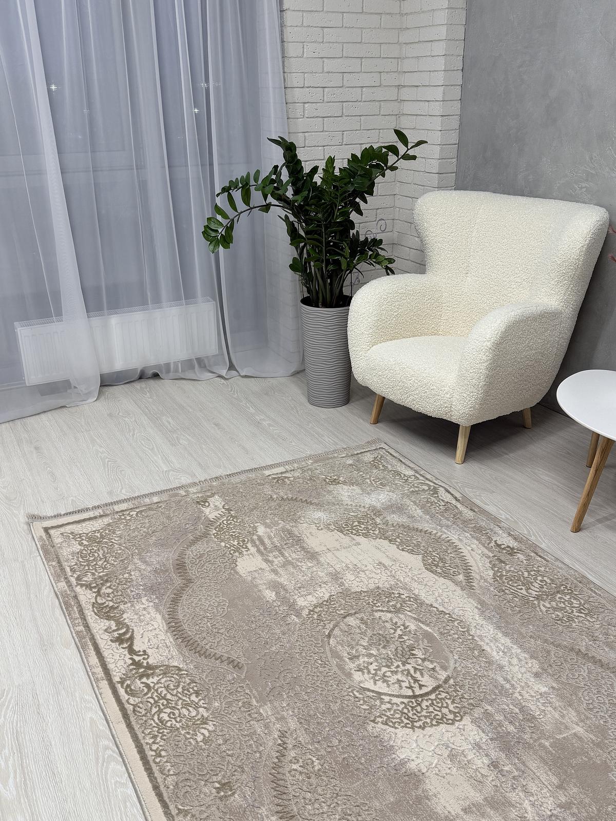 Килим з комбінованим ворсом и термоусадкой Glacia beige 08352A