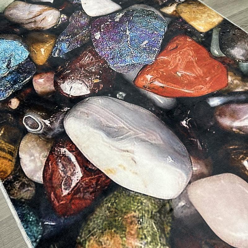 Універсальний килим на прогумованій основі для ванной Verda Stone Камни в воде Чорний R102