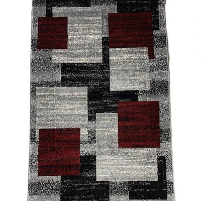 Килим фризе з невисоким ворсом Macio сірий з червоним Gray/Red 04152A