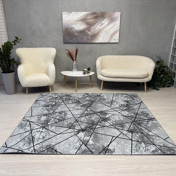 Килим з прогумованою основою Wovea Сірий 10384-6 gray