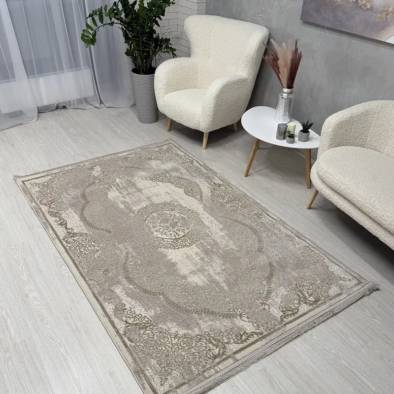 Килим з комбінованим ворсом и термоусадкой Glacia beige 08352A