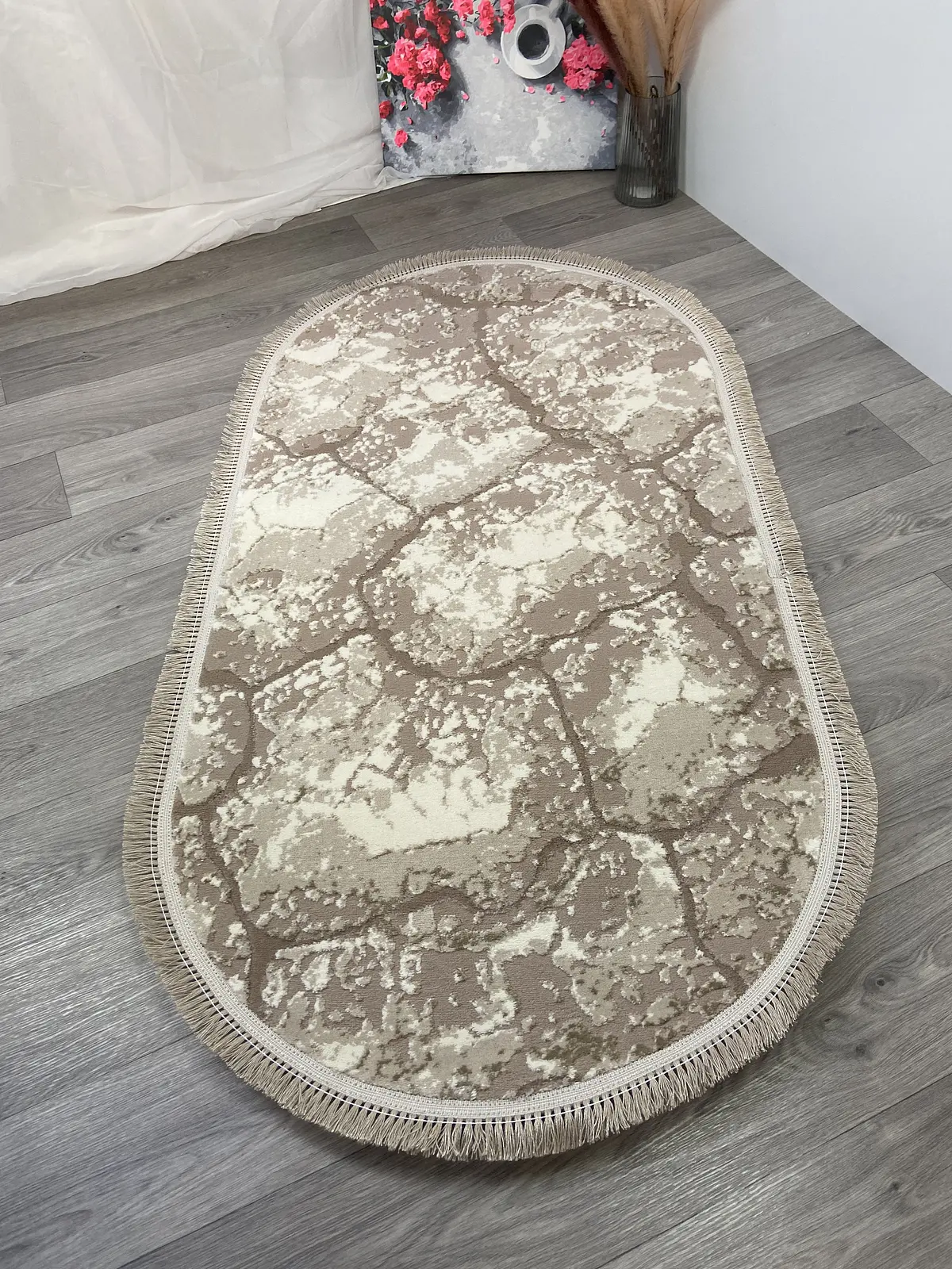 Килим з комбінованим ворсом и термоусадкой Glacia BEIGE 08148A
