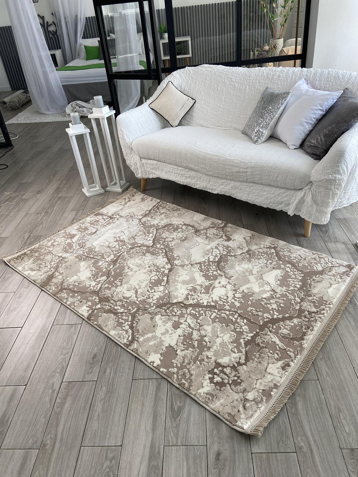 Килим з комбінованим ворсом и термоусадкой Glacia beige 08148A