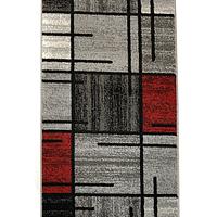 Килим фризе з невисоким ворсом Macio Gray/Red 02239A