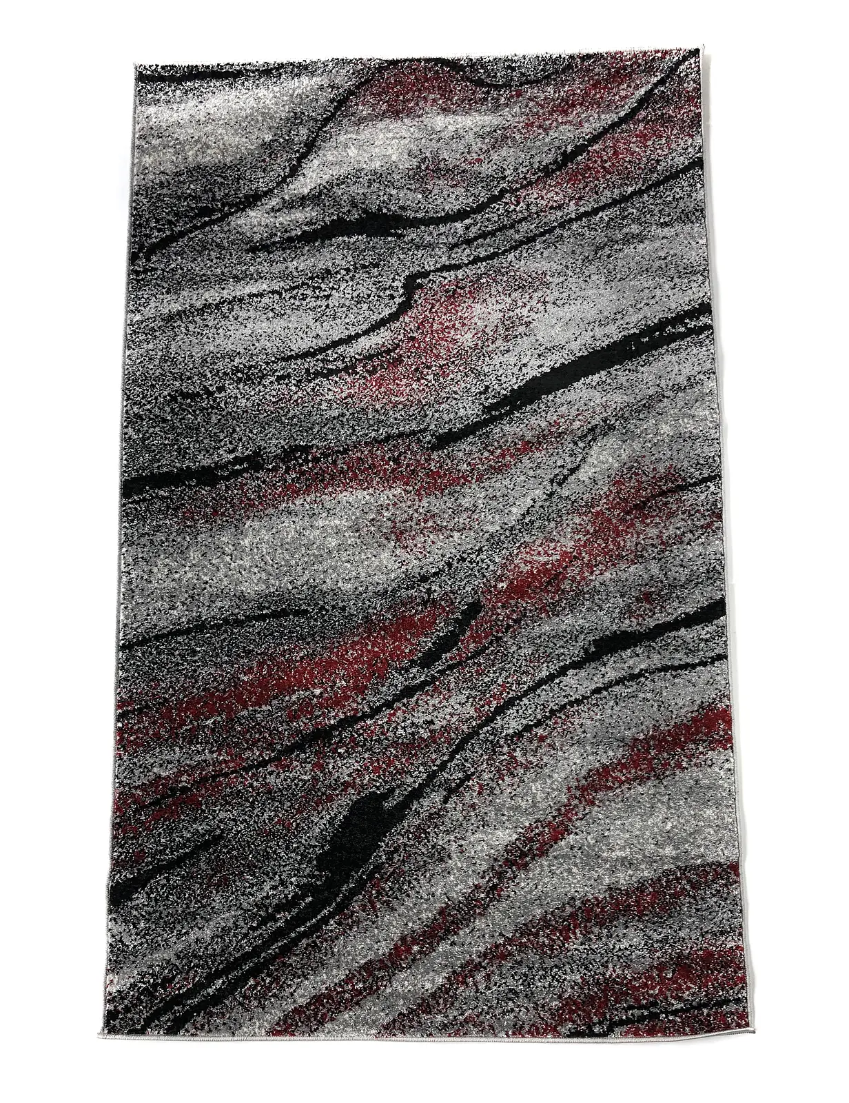 Килим фризе з невисоким ворсом Macio сірий з червоним Gray/Red 04154A