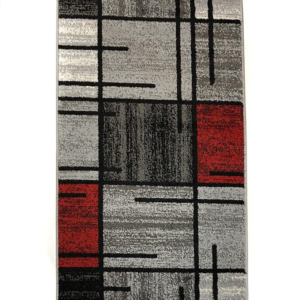 Килим фризе з невисоким ворсом Macio Gray/Red 02239A