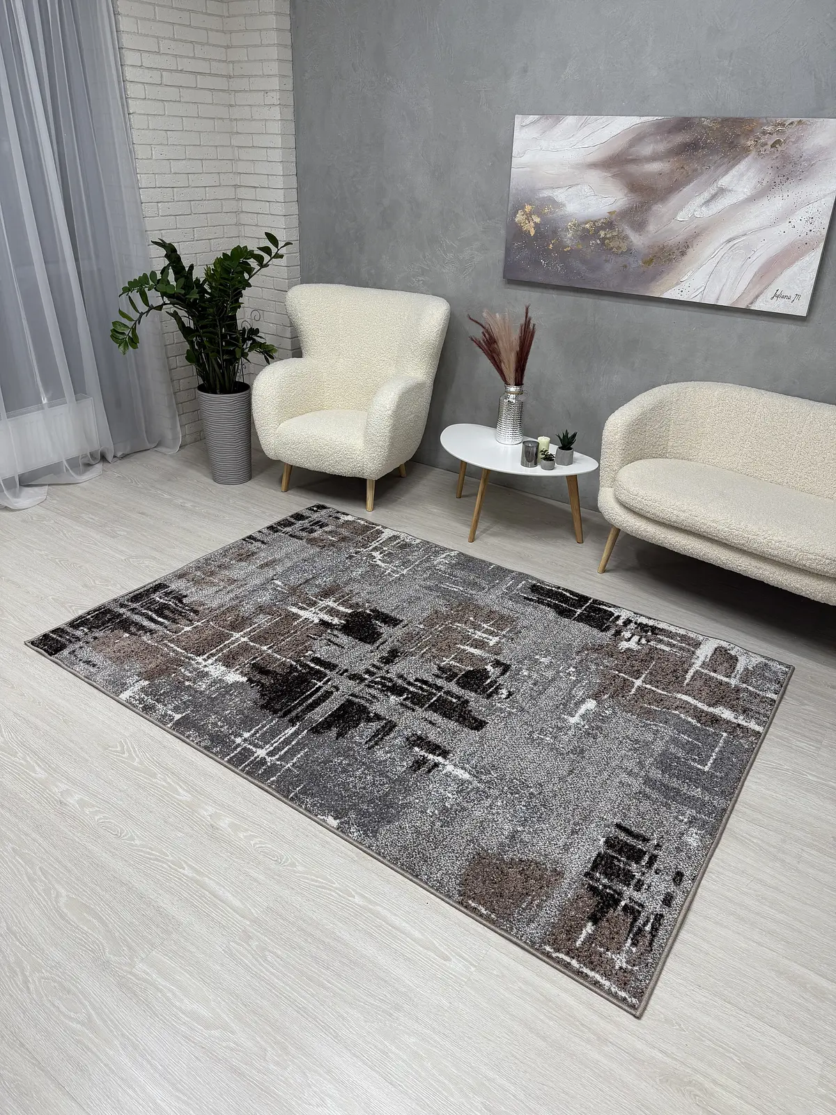 Килим з невисоким ворсом Mara сірий Gray 24037/123