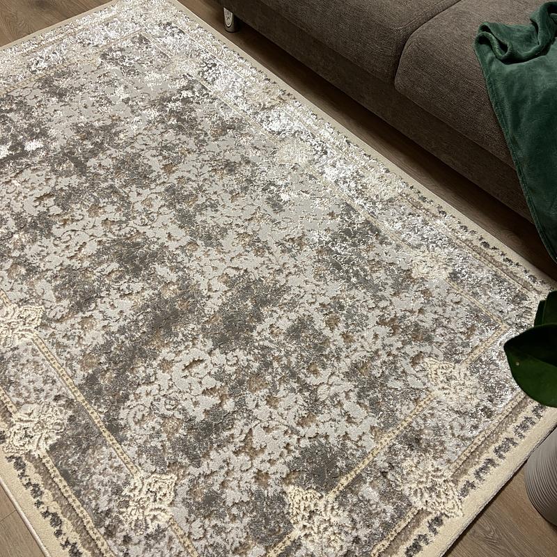 Килим з комбінованим ворсом и термоусадкой Optix бежевий з сірим beige C340D