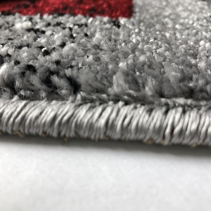 Килим фризе з невисоким ворсом Macio сірий з червоним Gray/Red 04152A