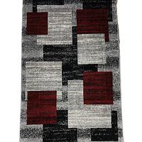 Килим фризе з невисоким ворсом Macio сірий з червоним Gray/Red 04152A