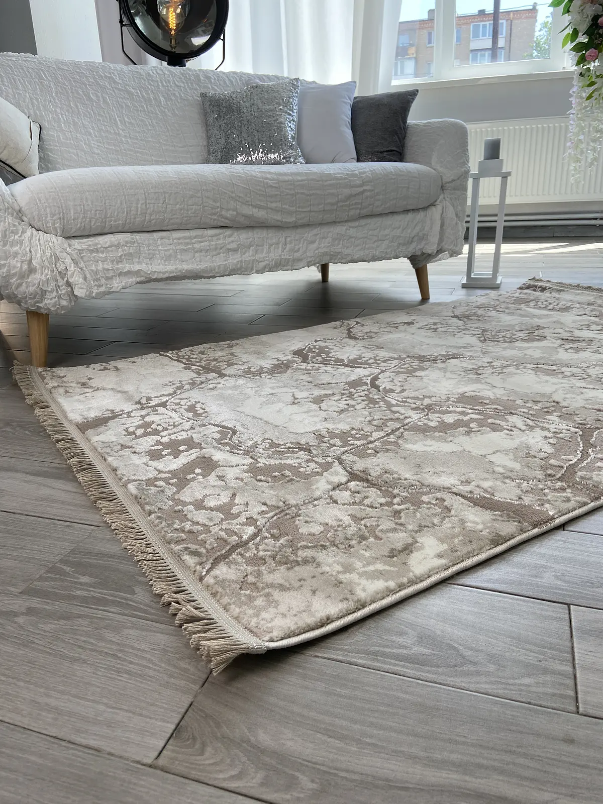Килим з комбінованим ворсом и термоусадкой Glacia beige 08148A