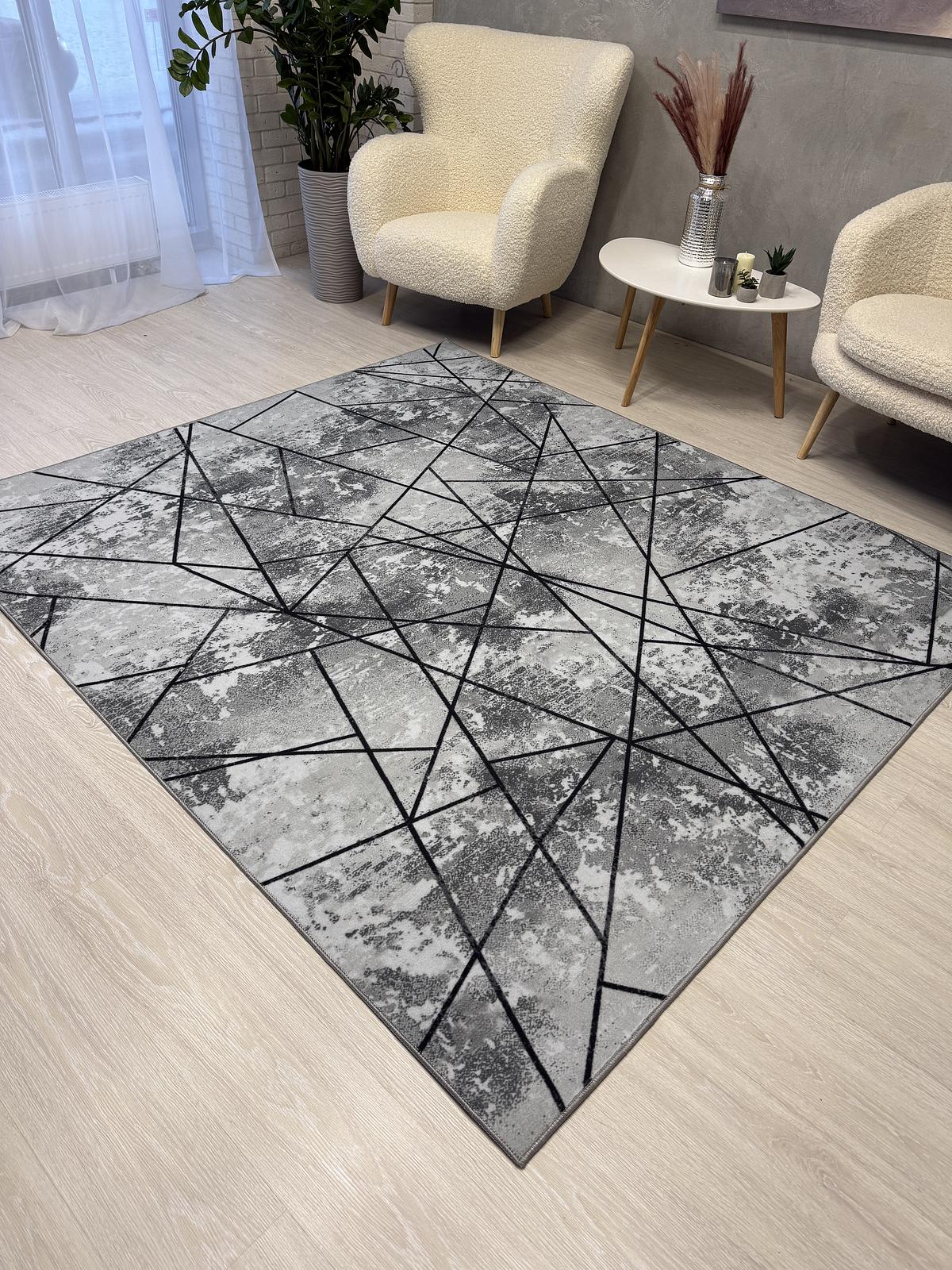 Килим з прогумованою основою Wovea Сірий 10384-6 gray