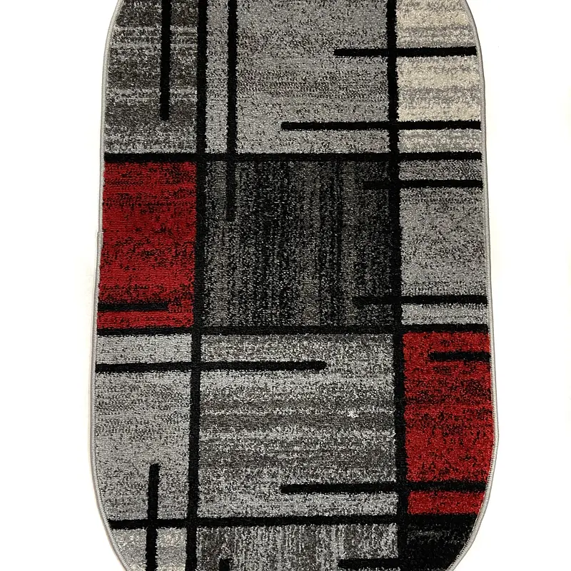 Килим фризе з невисоким ворсом Macio Gray/Red 02239A