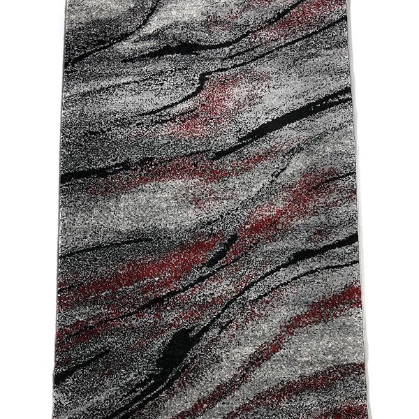 Килим фризе з невисоким ворсом Macio сірий з червоним Gray/Red 04154A