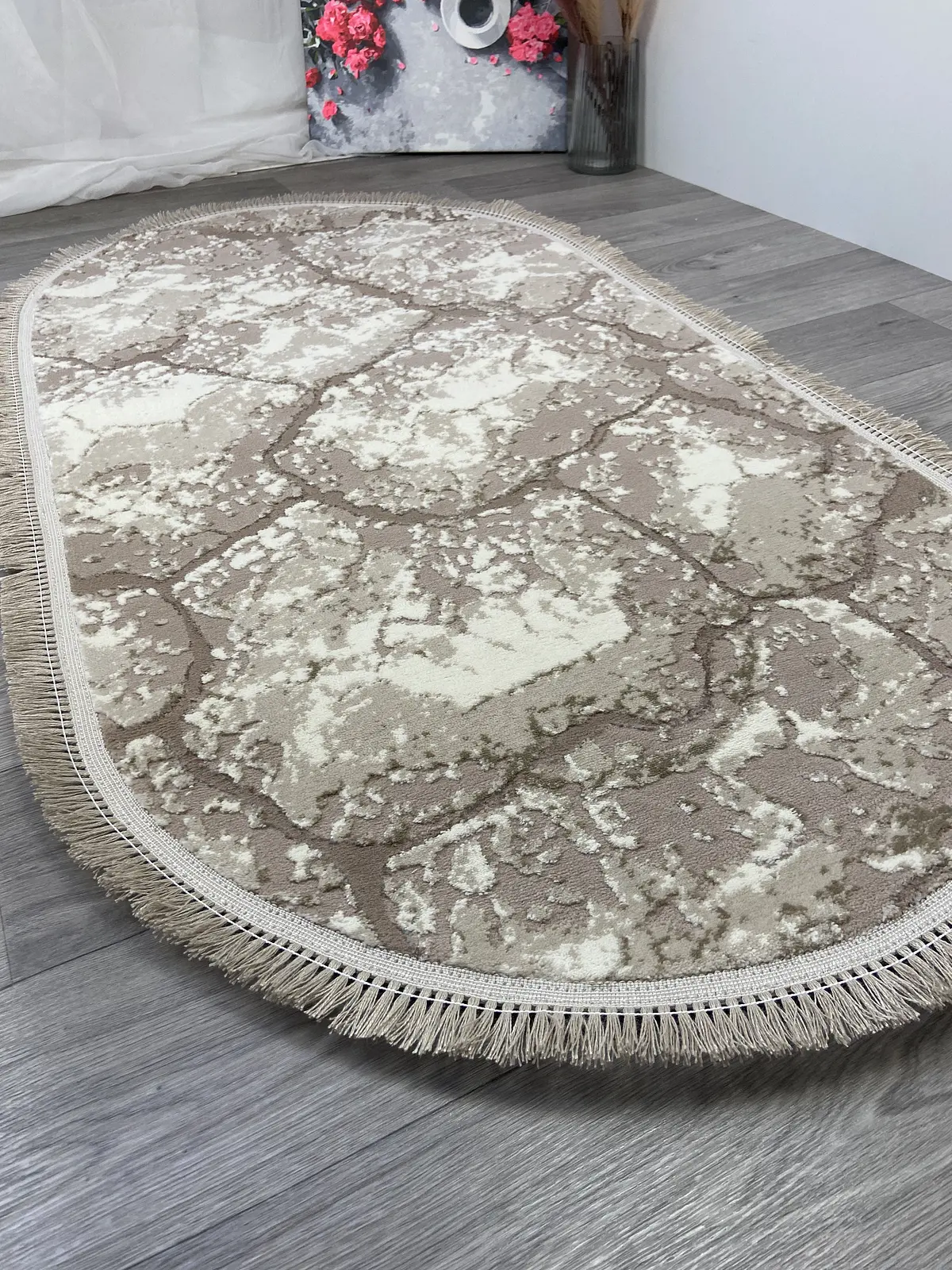 Килим з комбінованим ворсом и термоусадкой Glacia BEIGE 08148A