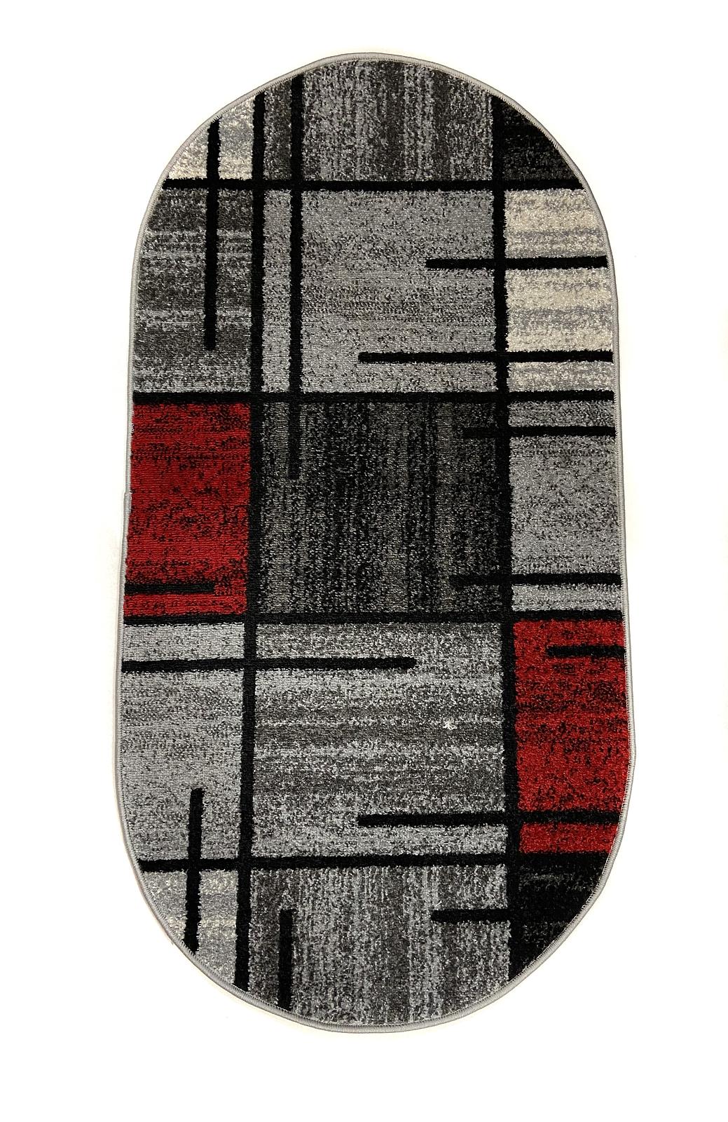 Килим фризе з невисоким ворсом Macio Gray/Red 02239A