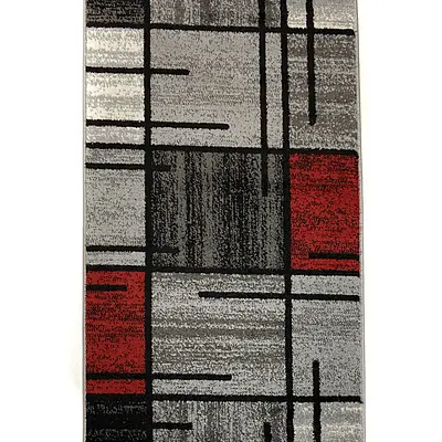Килим фризе з невисоким ворсом Macio Gray/Red 02239A