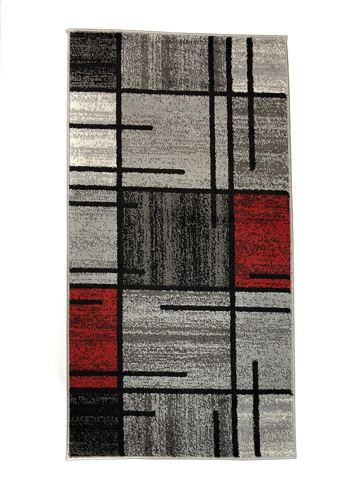 Килим фризе з невисоким ворсом Macio Gray/Red 02239A