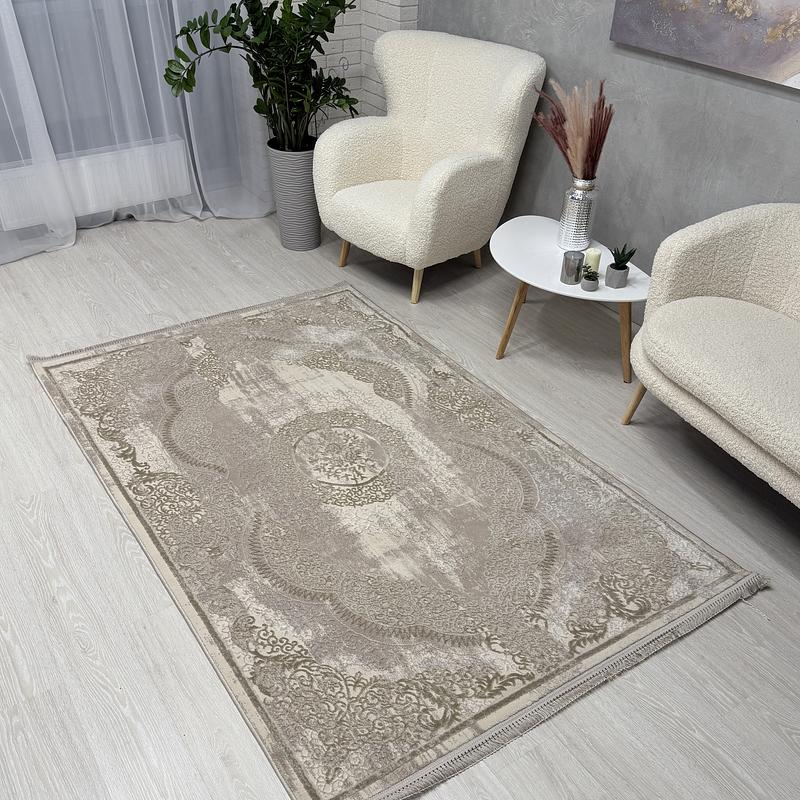 Килим з комбінованим ворсом и термоусадкой Glacia beige 08352A