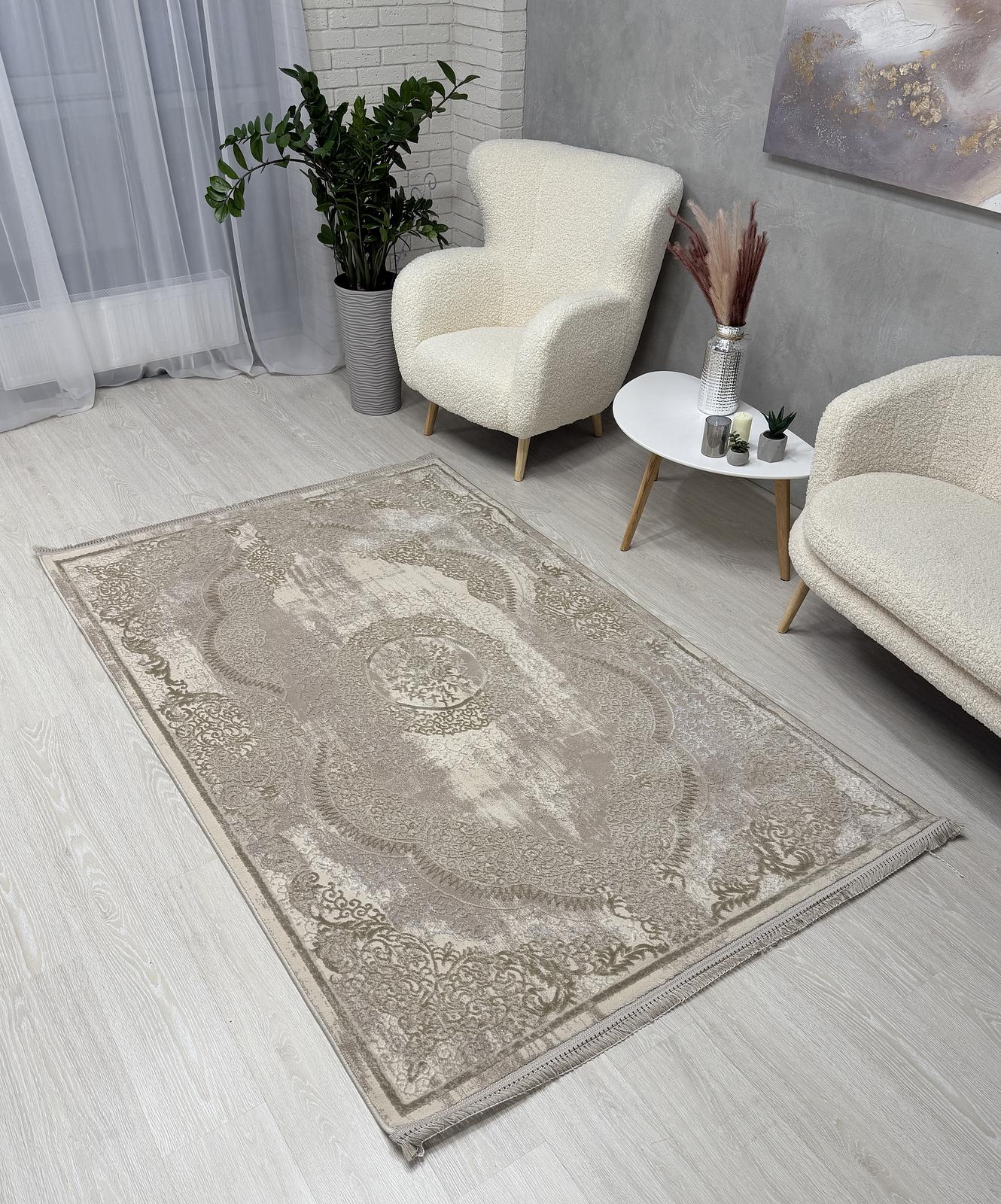 Килим з комбінованим ворсом и термоусадкой Glacia beige 08352A
