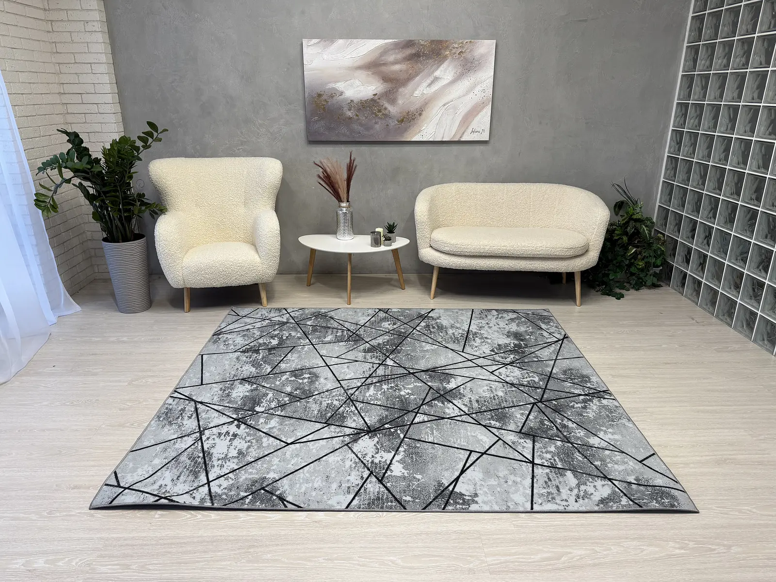 Килим з прогумованою основою Wovea Сірий 10384-6 gray