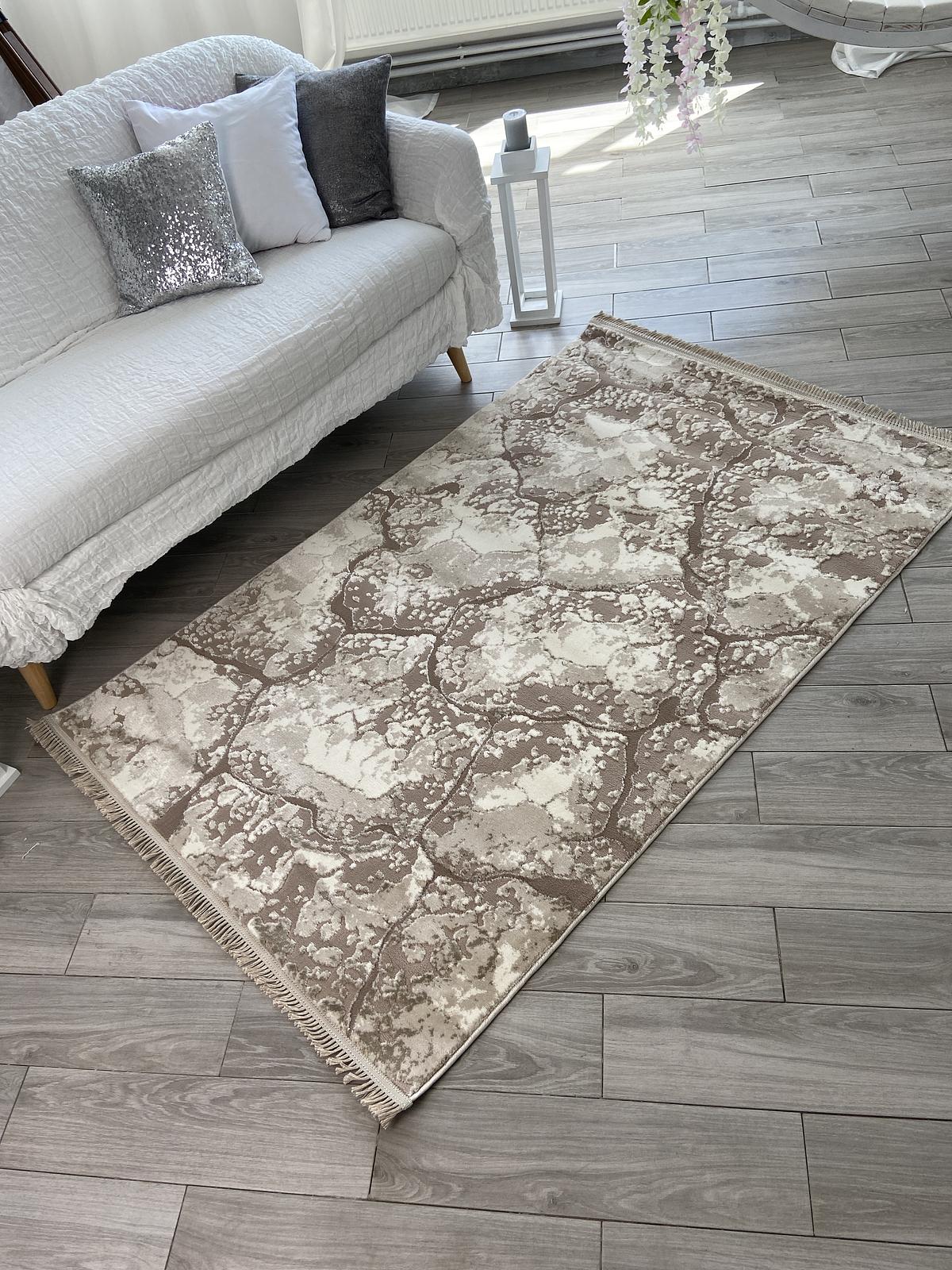 Килим з комбінованим ворсом и термоусадкой Glacia beige 08148A