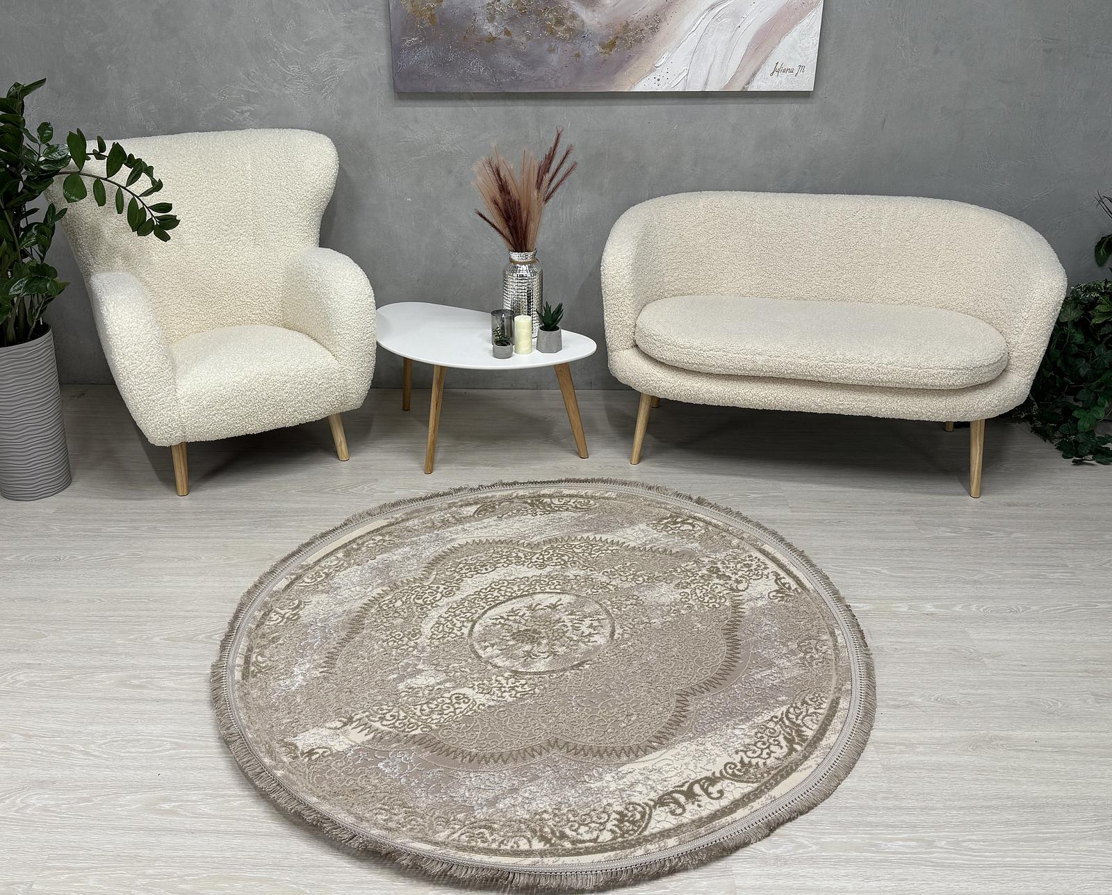Килим з комбінованим ворсом и термоусадкой Glacia BEIGE 08352A