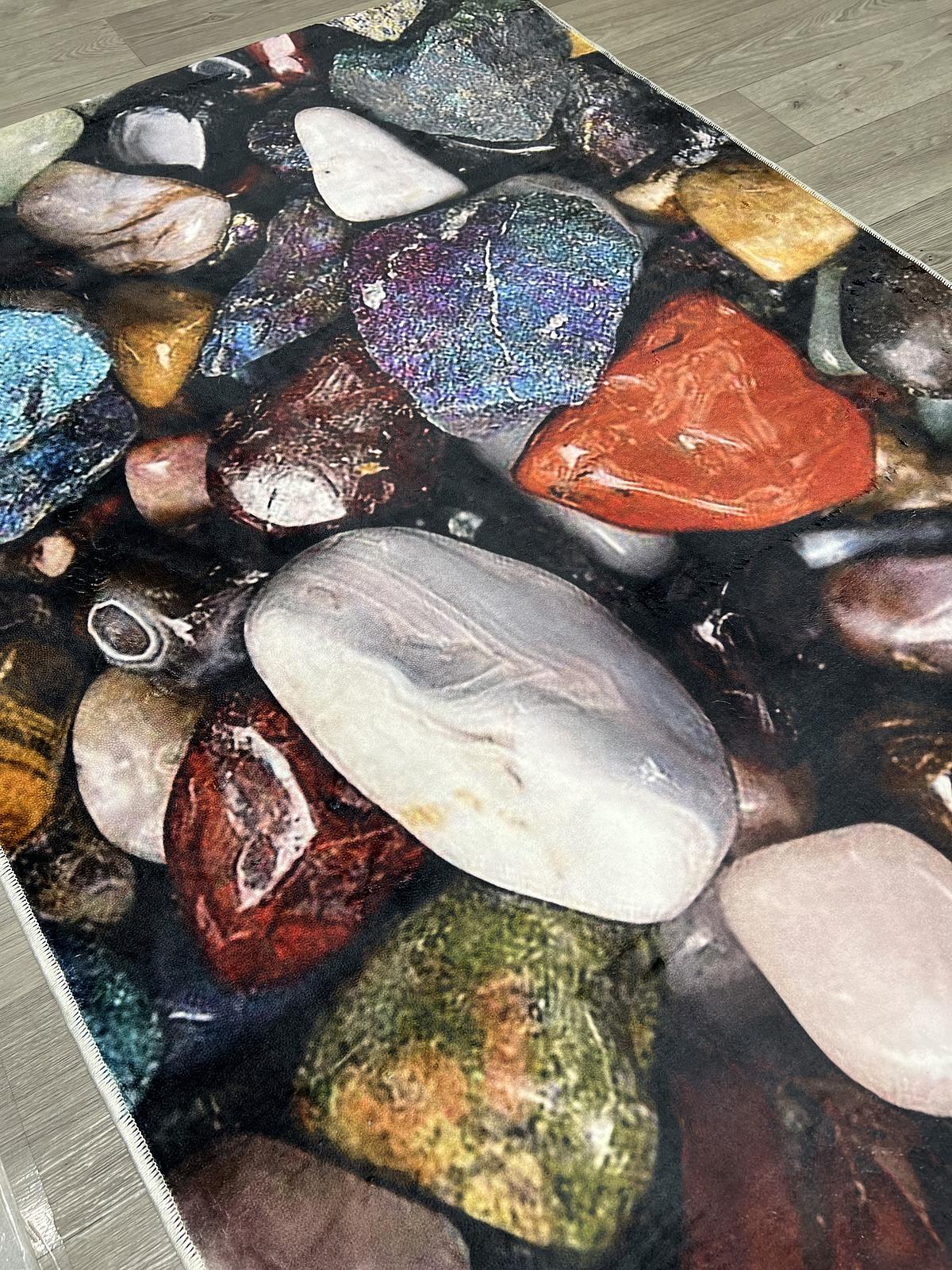 Універсальний килим на прогумованій основі для ванной Verda Stone Камни в воде Чорний R102
